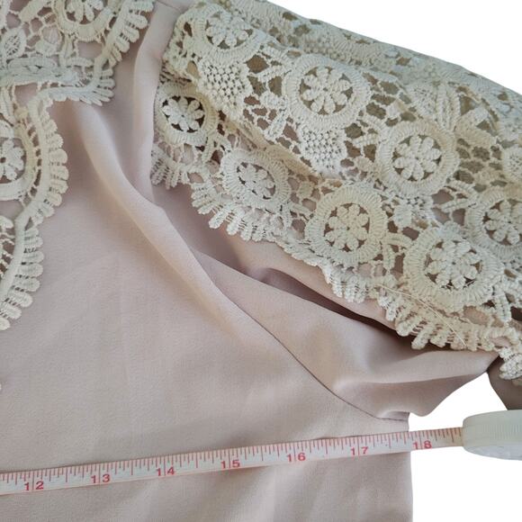 Cottage Core Regency Bridgerton Lace Blouse Pastel Pink By Kyuri LG - Picture 8 of 12